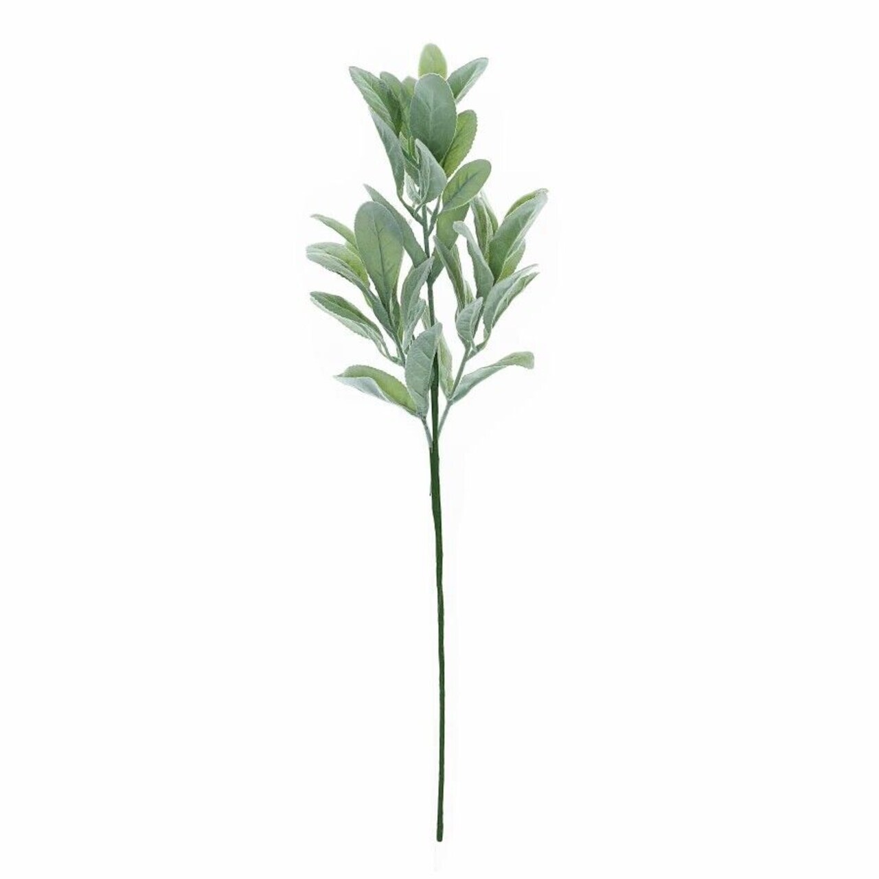 2 Frosted Green 24-Inch Artificial Flocked Lambs Ear LEAVES SPRAYS STEMS